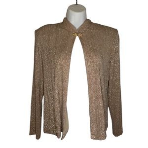 R&M Richards ✨ by karen kwong gold sparkly glitter Cardigan sz 10P